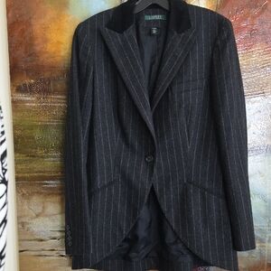 Barneys New York Charcoal Pinstripe Ralph Lauren Blazer